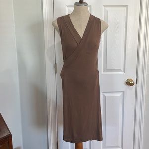 Za Zen wrap dress brown casual sleeveless knee length women’s one size fits most